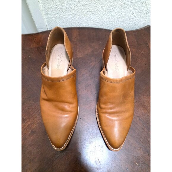 Madewell Women's Tan Leather Pointed Toe Heeled Mules Size 7 - Picture 2 of 12